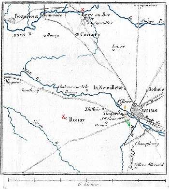 Old map shows the Reims and Berry-au-Bac area.