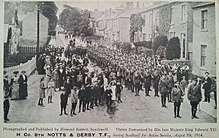 Territorial company parading on mobilisation in August 1914