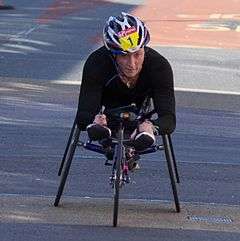 Tatyana McFadden competing in a wheelchair racing event