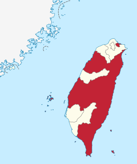 Map showing the location of Taiwan Province