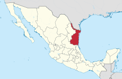 Map of Mexico with Tamaulipas highlighted