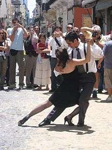 Tango dancer dancing in the street