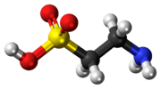 Ball-and-stick model of the taurine molecule