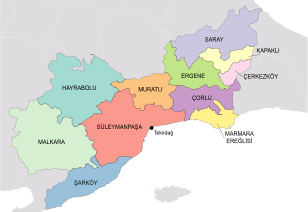  Districts of Tekirdağ Province