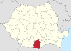 Administrative map of Romania with Teleorman county highlighted
