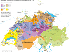Multicolored map of Switzerland