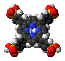 Space-filling model of the tetraphenylporphine sulfonate molecule