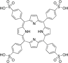 Skeletal formula of tetraphenylporphine sulfonate