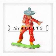The cover of The Adults album showing a macro photo of an old cowboy toy.
