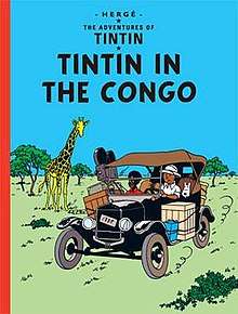 Tintin is driving a jalopy in the African Congo.