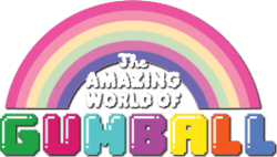 Title of the series illustrated in multicolored text below an illustration of a rainbow