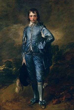 A painting of a youth wearing blue.