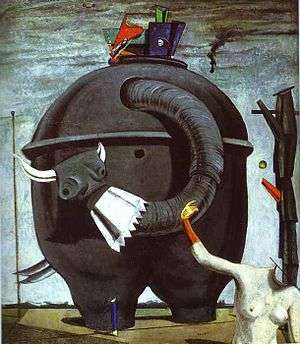 Image of Ernst's 1921 painting, "The Elephant Celebes"