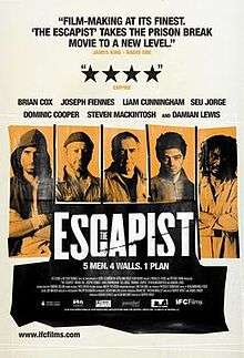 Five vertical rectangles with pictures of different men in them. The words "The Escapist" below in the centre.