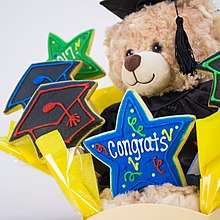 A Graduation-themed cookie bouquet created by Cookies by Design.