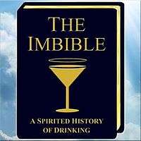 Logo shows a Bible-like book imprinted with a gilt cocktail glass adorned with a halo.