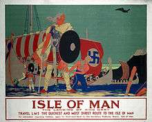 Poster depicting a Viking standing on a beach in front of fleet of Viking ships