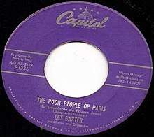 "The Poor People of Paris" by Les Baxter & His Orchestra on Capitol 3336