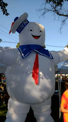 The Stay Puft Marshmallow Man at the Yankee Homecoming Road Race in Newburyport, Massachusetts.