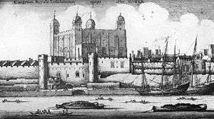 1847 drawing of the Tower of London on the River Thames