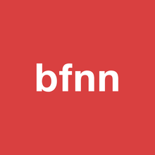 Red square with the letters "bfnn" written across it in white.