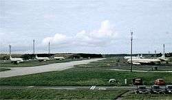 Nimrod aircraft parked at RAF Kinloss.