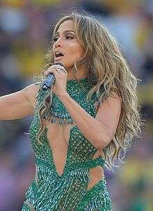 Jennifer Lopez singing onstage