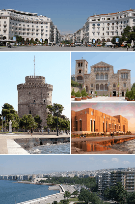 Thessalonica montage. Clicking on an image in the picture causes the browser to load the appropriate article.