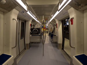 Interior of a Thessaloniki Metro AnsaldoBreda Driverless Metro unit