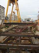 Subway construction, seen from ground level