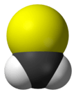 Ball-and-stick model of the thioformaldehyde molecule