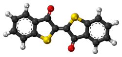 Ball-and-stick model of the thioindigo molecule