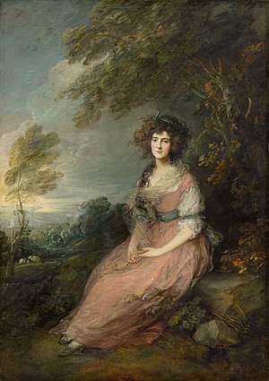 painting of woman sitting under a tree