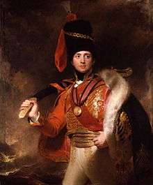 oil painting of the Charles William Stewart 1812 standing in a hussar's uniform