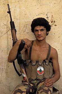 Tigers Militia in Achrafieh armed with a Kalashnikov Rifle 1978