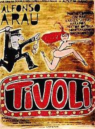 Mexican movie poster featuring policeman chasing a nude woman.