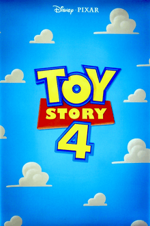 The entire poster features cloudy blue sky upon which title: TOY STORY 4, appears in the center.