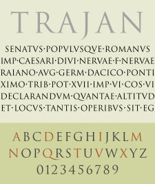 Trajan typeface specimen