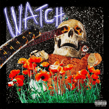 Contrasting imagery that includes a roller coaster, a skull with fire in its eye sockets, flowers and a gem-encrusted gold watch