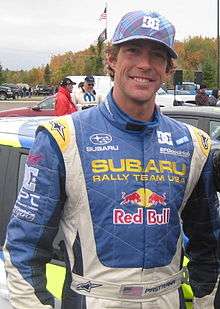 Travis Pastrana in rallying overalls in 2009