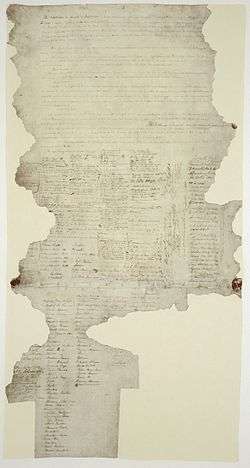 A torn sheet of paper; an original copy of the Treaty