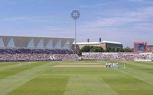  A photograph of the England cricket team playing New Zealand at Trent Bridge in 2008.