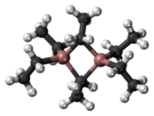 Ball-and-stick model of the triethylaluminium dimer molecule