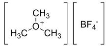 Structural formula of trimethyloxonium tetrafluoroborate