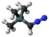 Ball-and-stick model of the trimethylsilyldiazomethane molecule