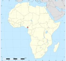 Map showing distribution of Cameroon sailfin chameleon