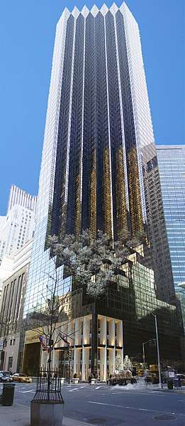 View of the facade of Trump Tower.