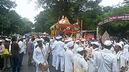  carrying Sant Tukaram's paduka seen at Fergusson College road, enroute the annual pilgrimage (Vari) to Pandharpur (2015).