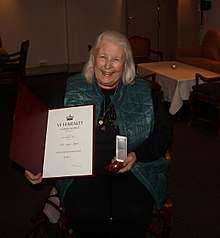 Turid with her Badge of Honour from Norwegian King, RH King Harald VI