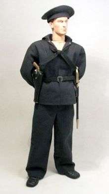 A mannequin in US Navy uniform